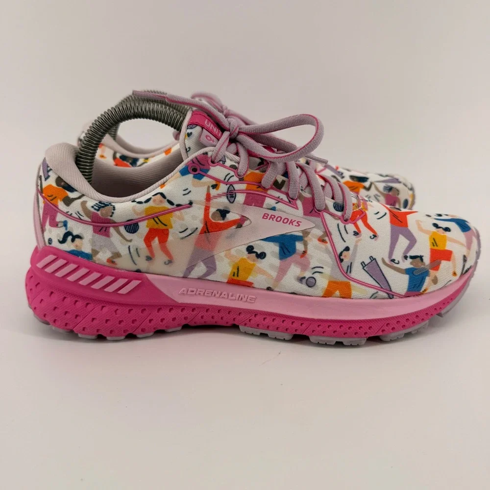 Brooks Adrenaline GTS 21 Women 9 Pink Multi Unity Help Save Youth Sports Shoes - Picture 3 of 8